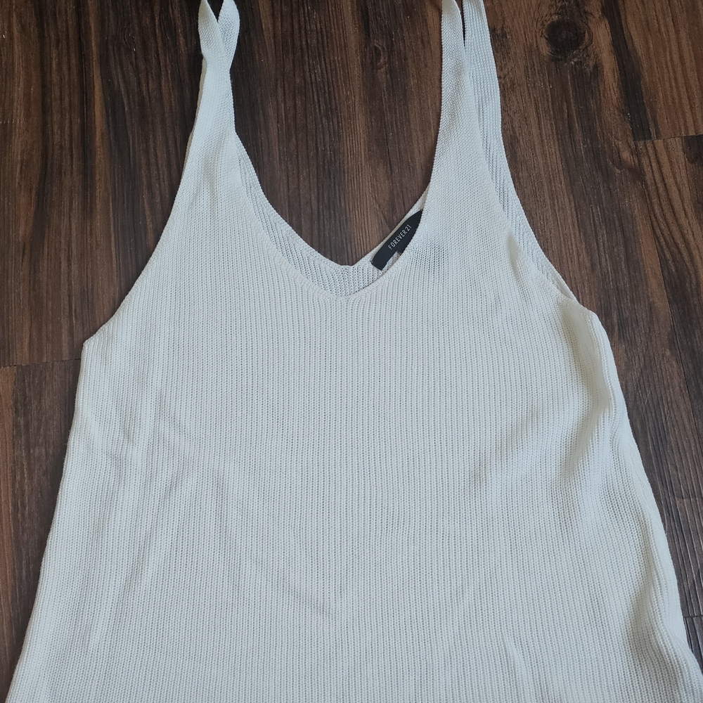 Forever 21 White Ribbed Camisole Top